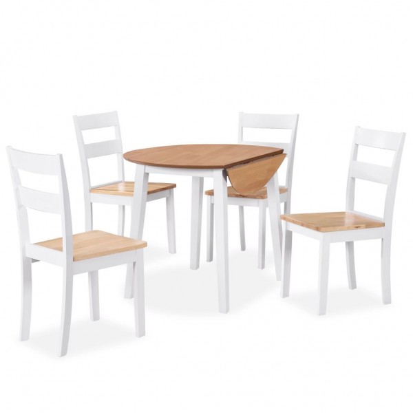 Juego de comedor de MDF y madera de caucho 5 piezas blanco D