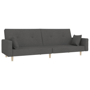 Sofá cama de 2 plazas con dos almohadas tela gris oscuro H