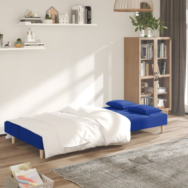 Sofá cama de 2 plazas con dos almohadas tela azul M 3