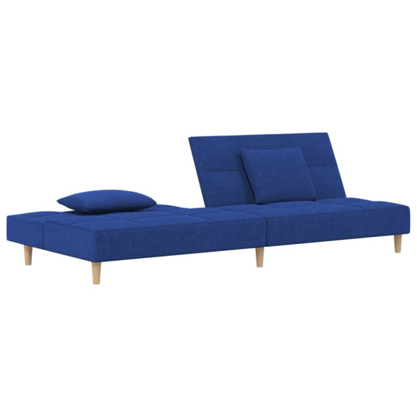 Sofá cama de 2 plazas con dos almohadas tela azul M 4