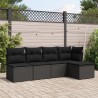 Set de muebles de jardín 5 pzas y cojines ratán sintético negro 1