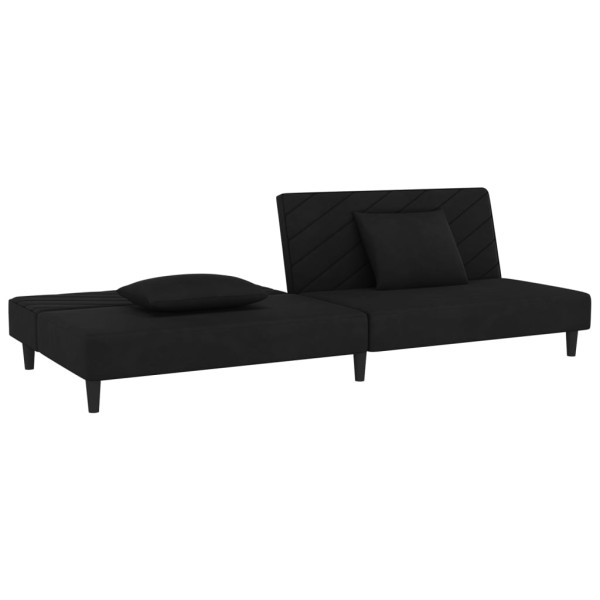 Sofá cama de 2 plazas con dos almohadas terciopelo negro M 4