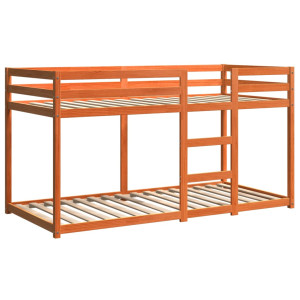 Litera de madera maciza de pino marrón cera 75x190 cm H