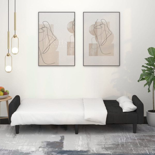 Sofá-cama de 2 lugares veludo preto M 3