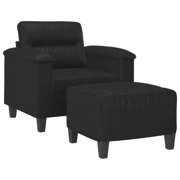 Sillón con taburete cuero sintético negro 60 cm M 3