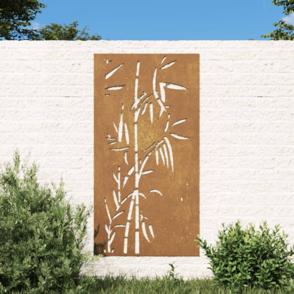 Adorno de pared de jardín acero corten diseño bambú 105x55 cm D