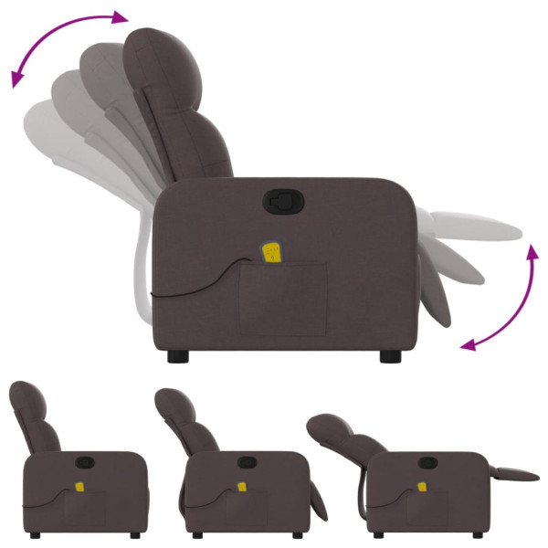 Poltrona de massagens reclinável tecido castanho-escuro M 5
