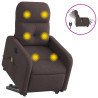 Sillón masaje eléctrico reclinable elevable tela marrón oscuro 2