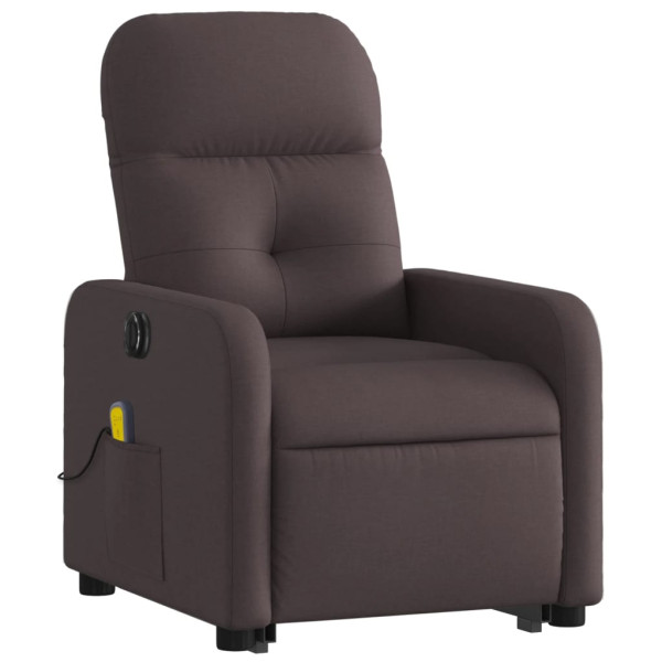 Sillón masaje eléctrico reclinable elevable tela marrón oscuro M 3