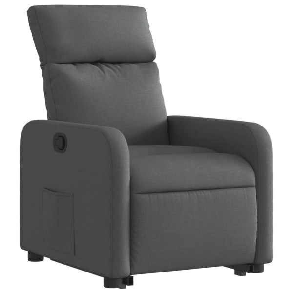 Sillón reclinable elevable de tela gris oscuro M 3