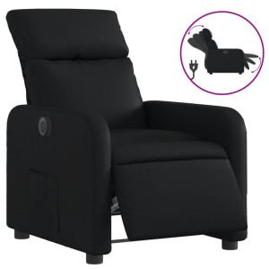 Sillón reclinable eléctrico de cuero sintético negro H