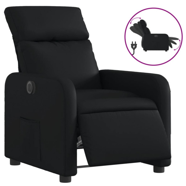 Sillón reclinable eléctrico de cuero sintético negro M 2