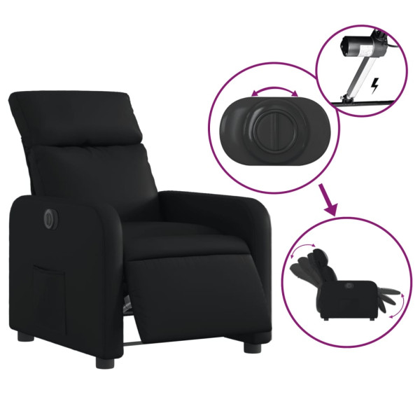Sillón reclinable eléctrico de cuero sintético negro M 5