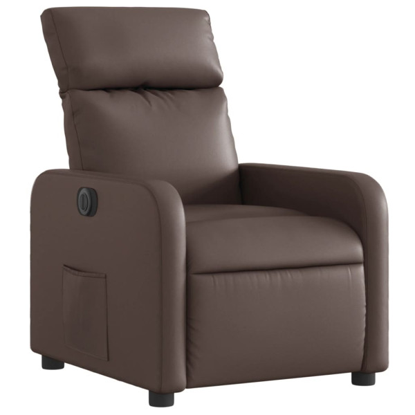 Sillón reclinable eléctrico de cuero sintético marrón M 3