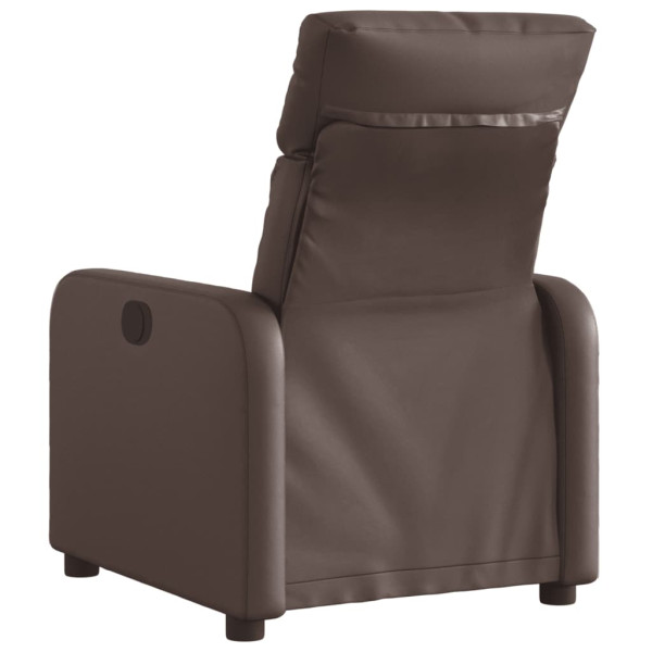 Sillón reclinable eléctrico de cuero sintético marrón M 4