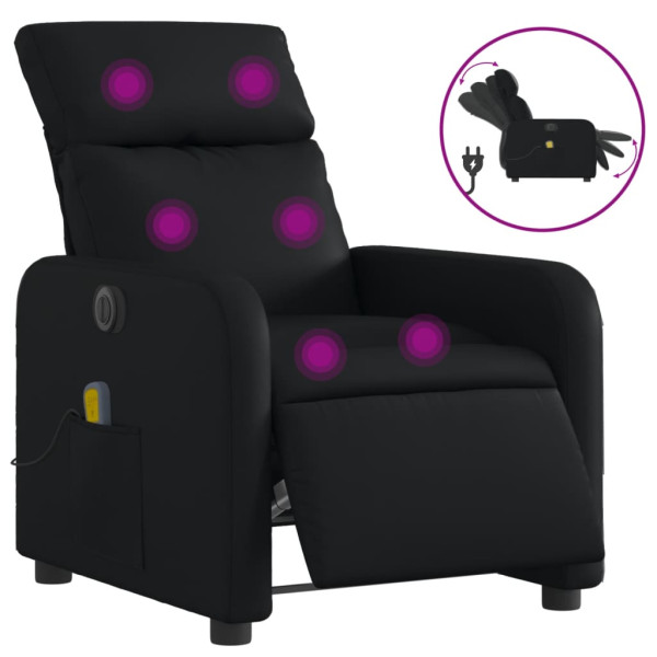 Sillón de masaje reclinable eléctrico cuero sintético negro M 2