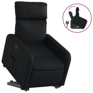 Sillón reclinable elevable cuero artificial negro H