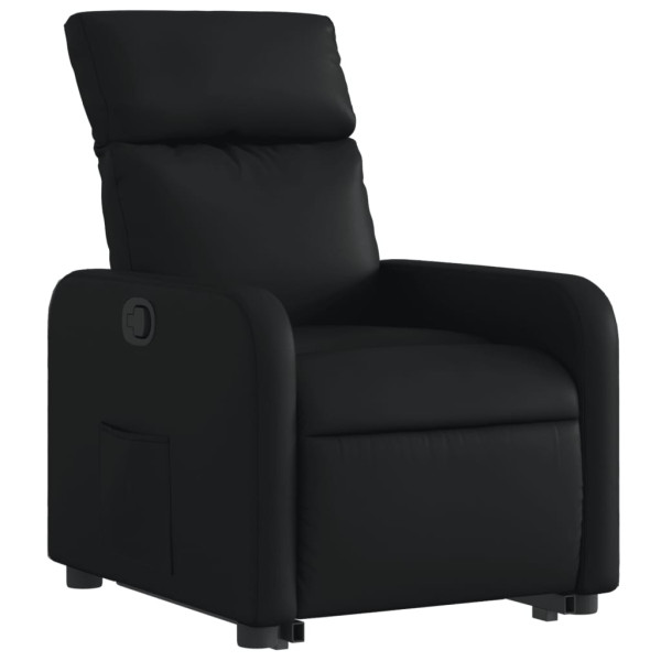 Sillón reclinable elevable cuero artificial negro M 3