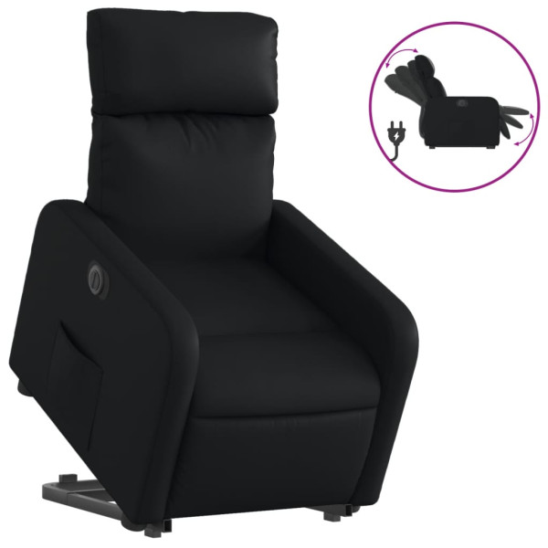 Sillón reclinable y elevable eléctrico cuero sintético negro M 2