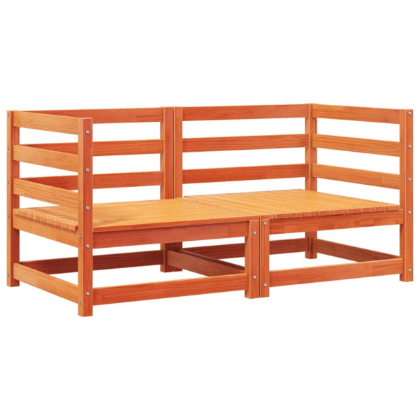 Sofás de canto p/ jardim c/ almofadões 2pcs pinho castanho cera M 4