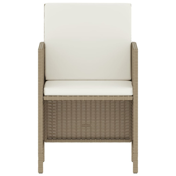 Set comedor de jardín 6 pzas con cojines ratán sintético beige M 3