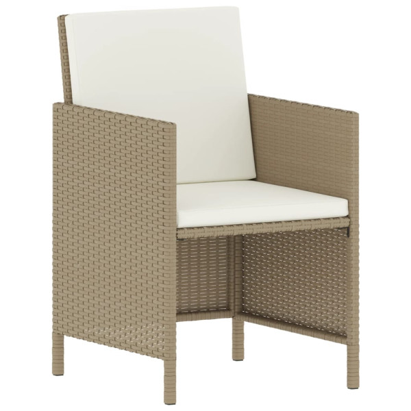 Set comedor de jardín 6 pzas con cojines ratán sintético beige M 4