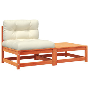 Sofá sem apoio braços para jardim c/ almofadões e apoio de pés H