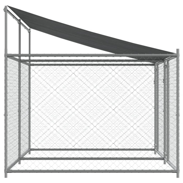Jaula para cão com telhado/portas 4x2x2 m aço galvanizado cinza M 5