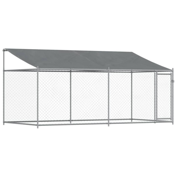 Jaula de perros techo y puerta acero galvanizado gris 4x2x2 m M 2