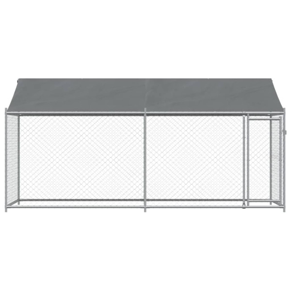 Jaula de perros techo y puerta acero galvanizado gris 4x2x2 m M 4