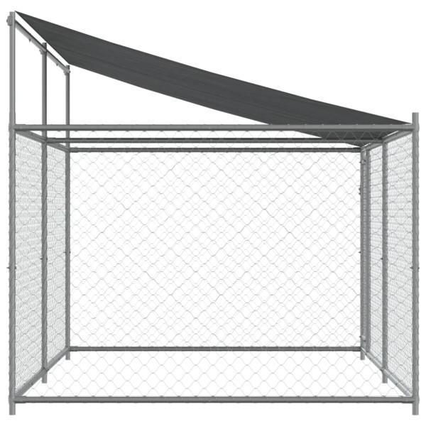 Jaula para cão com telhado/porta 4x2x2 m aço galvanizado cinza M 5