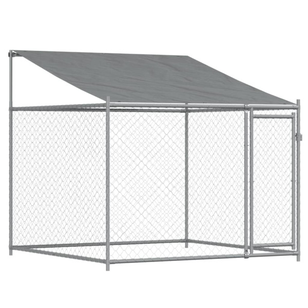 Jaula de perros techo y puerta acero galvanizado gris 2x2x2 m M 2