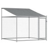 Jaula de perros techo y puerta acero galvanizado gris 2x2x2 m 2