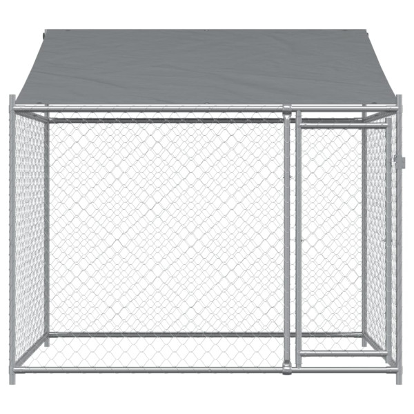 Jaula para cão com telhado/porta 2x2x2 m aço galvanizado cinza M 4