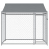 Jaula para cão com telhado/porta 2x2x2 m aço galvanizado cinza 4