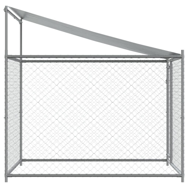 Jaula de perros techo y puerta acero galvanizado gris 2x2x2 m M 5