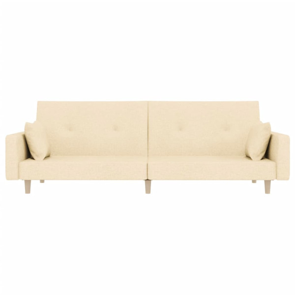 Sofá-cama 2 lugares com duas almofadas tecido cor creme M 5