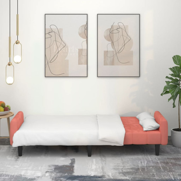 Sofá-cama de 2 lugares veludo rosa M 3