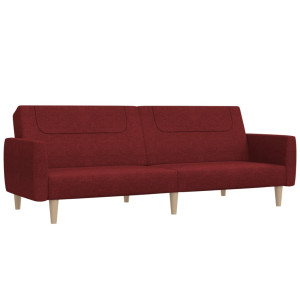 Sofá-cama de 2 lugares tecido vermelho tinto H