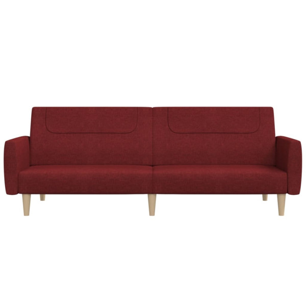 Sofá-cama de 2 lugares tecido vermelho tinto M 5