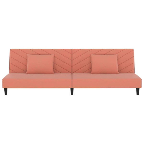 Sofá cama de 2 plazas con dos almohadas terciopelo rosa M 5