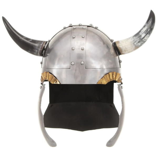 Capacete de viking réplica LARP aço prateado M 2