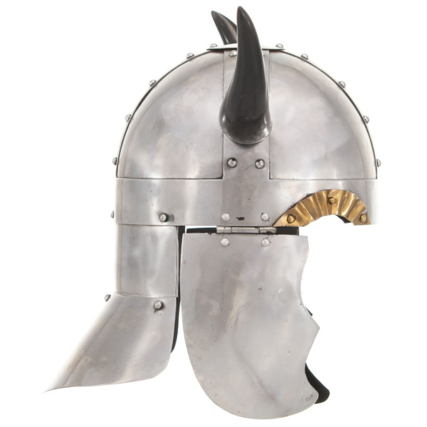 Capacete de viking réplica LARP aço prateado M 3