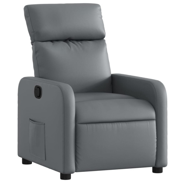 Sillón reclinable de cuero sintético gris M 2