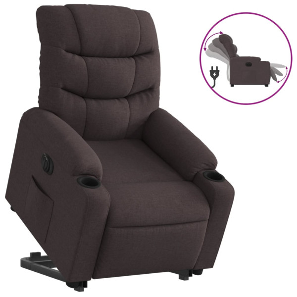 Sillón eléctrico reclinable elevable de tela marrón oscuro M 2