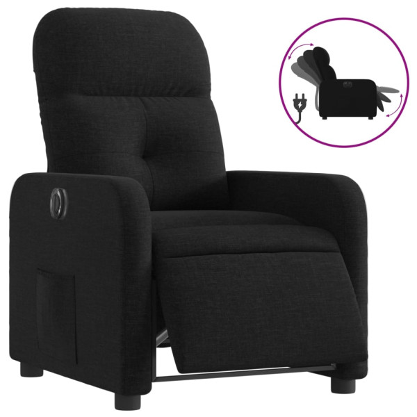 Sillón reclinable eléctrico de tela negro M 2