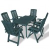Conjunto de jantar de exterior 7 pcs plástico verde 1
