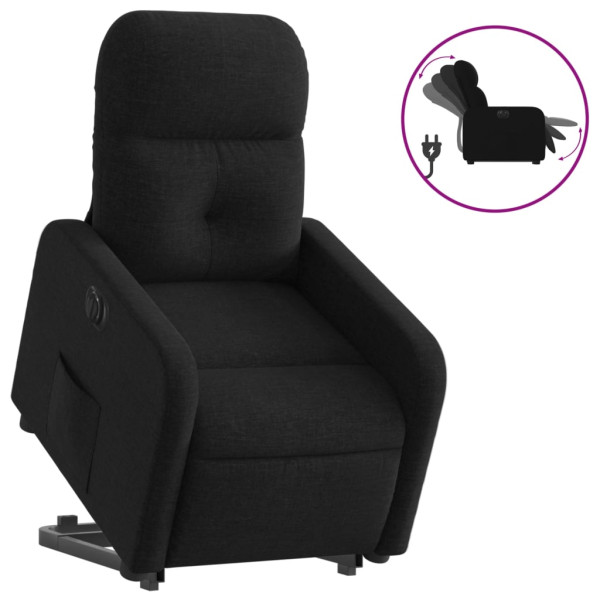 Sillón eléctrico reclinable elevable de tela negro M 2