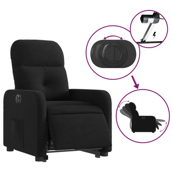 Sillón eléctrico reclinable elevable de tela negro M 5