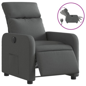 Sillón reclinable eléctrico de tela gris oscuro H